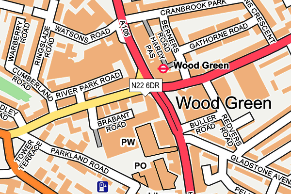 N22 6DR map - OS OpenMap – Local (Ordnance Survey)