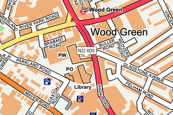 N22 6DS map - OS OpenMap – Local (Ordnance Survey)