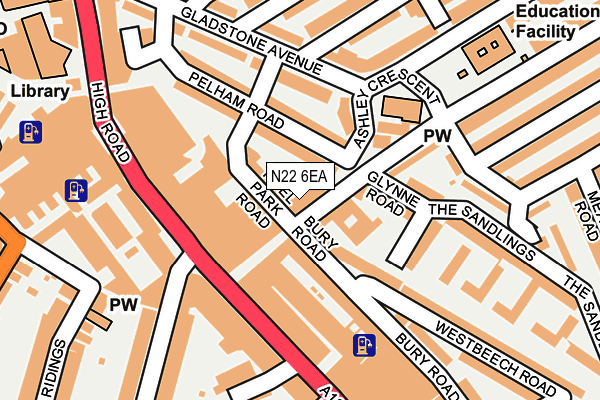N22 6EA map - OS OpenMap – Local (Ordnance Survey)