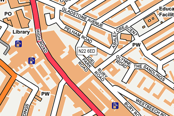 N22 6ED map - OS OpenMap – Local (Ordnance Survey)