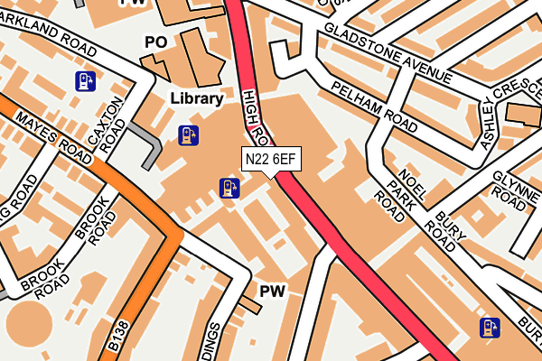 N22 6EF map - OS OpenMap – Local (Ordnance Survey)