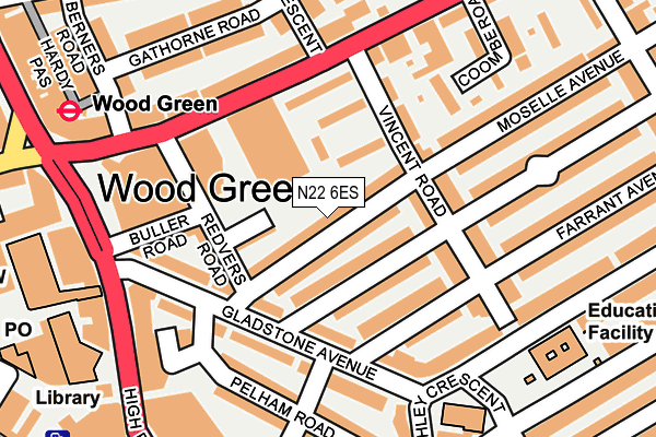 N22 6ES map - OS OpenMap – Local (Ordnance Survey)