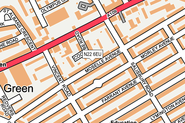 N22 6EU map - OS OpenMap – Local (Ordnance Survey)