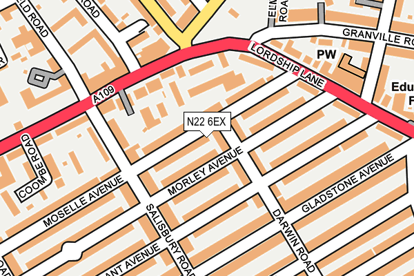 N22 6EX map - OS OpenMap – Local (Ordnance Survey)