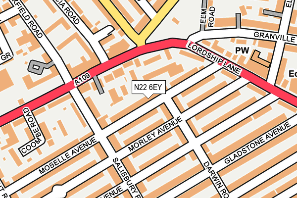 N22 6EY map - OS OpenMap – Local (Ordnance Survey)