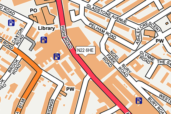 N22 6HE map - OS OpenMap – Local (Ordnance Survey)