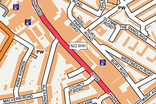 N22 6HH map - OS OpenMap – Local (Ordnance Survey)