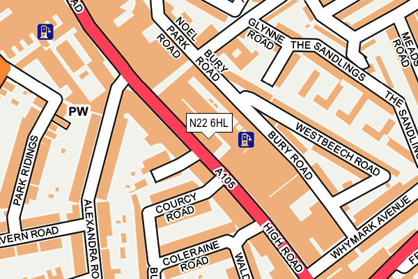 N22 6HL map - OS OpenMap – Local (Ordnance Survey)