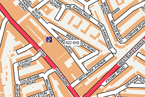N22 6HS map - OS OpenMap – Local (Ordnance Survey)
