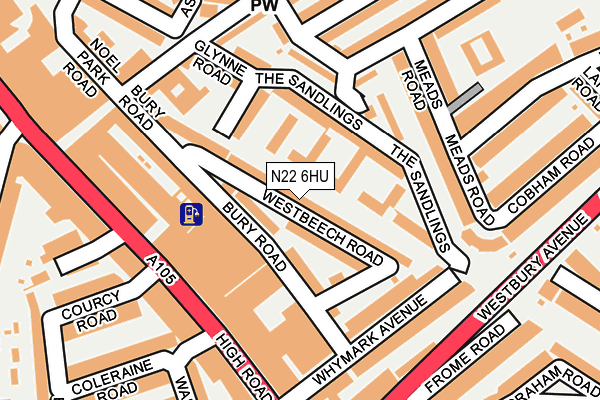 N22 6HU map - OS OpenMap – Local (Ordnance Survey)