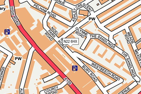 N22 6HX map - OS OpenMap – Local (Ordnance Survey)
