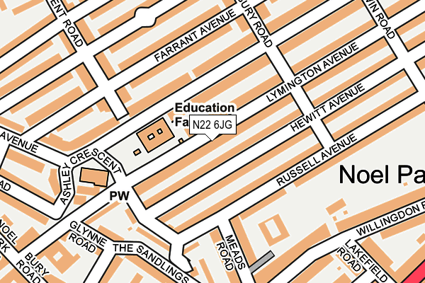 N22 6JG map - OS OpenMap – Local (Ordnance Survey)