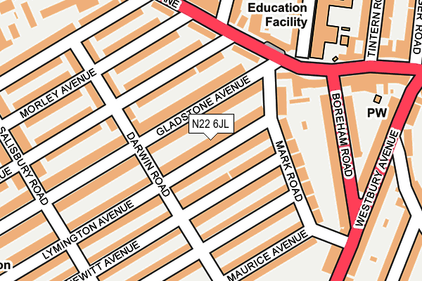 N22 6JL map - OS OpenMap – Local (Ordnance Survey)