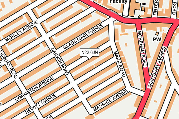 N22 6JN map - OS OpenMap – Local (Ordnance Survey)