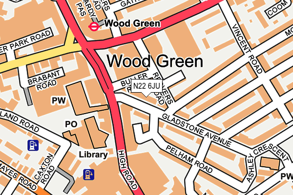 N22 6JU map - OS OpenMap – Local (Ordnance Survey)