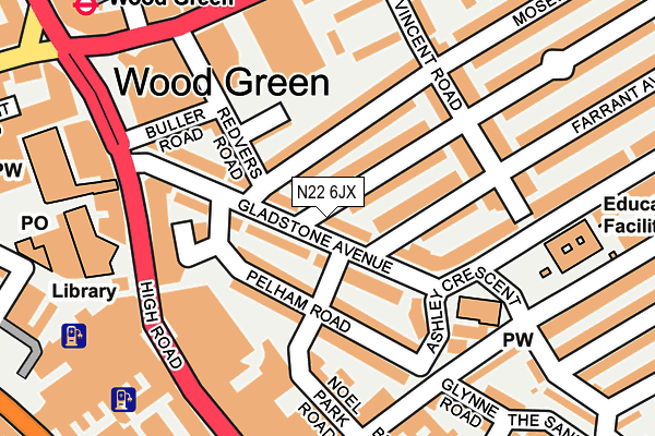 N22 6JX map - OS OpenMap – Local (Ordnance Survey)