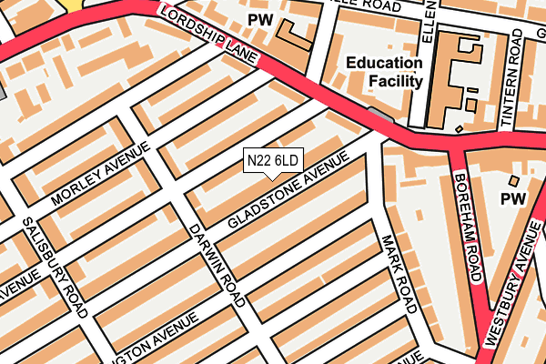 N22 6LD map - OS OpenMap – Local (Ordnance Survey)