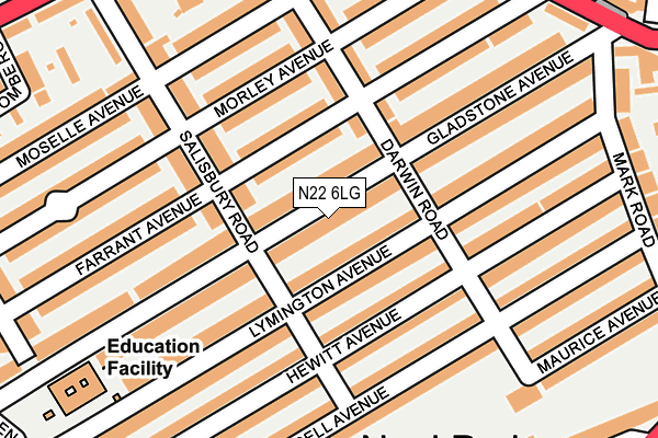 N22 6LG map - OS OpenMap – Local (Ordnance Survey)