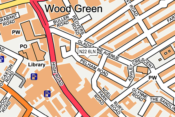 N22 6LN map - OS OpenMap – Local (Ordnance Survey)