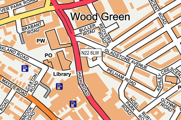 N22 6LW map - OS OpenMap – Local (Ordnance Survey)