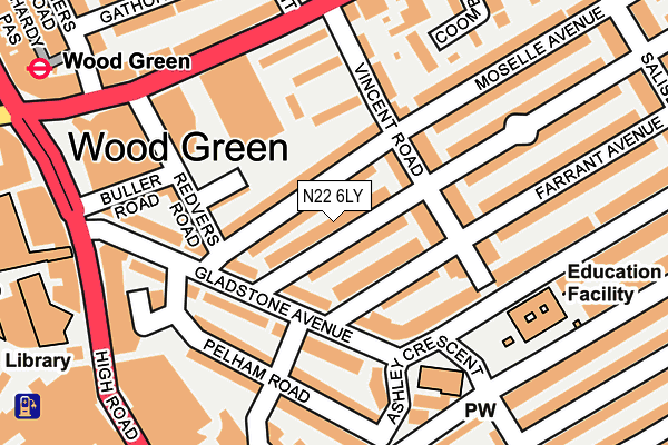 N22 6LY map - OS OpenMap – Local (Ordnance Survey)