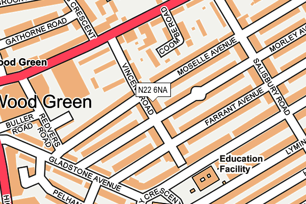 N22 6NA map - OS OpenMap – Local (Ordnance Survey)