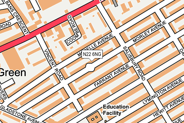 N22 6NG map - OS OpenMap – Local (Ordnance Survey)