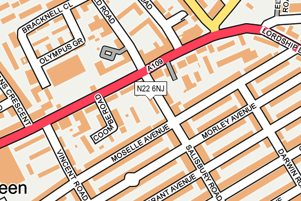 N22 6NJ map - OS OpenMap – Local (Ordnance Survey)