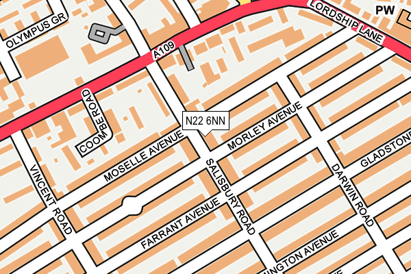 N22 6NN map - OS OpenMap – Local (Ordnance Survey)