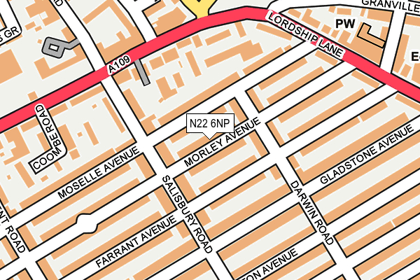 N22 6NP map - OS OpenMap – Local (Ordnance Survey)