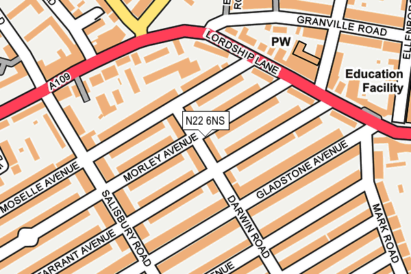 N22 6NS map - OS OpenMap – Local (Ordnance Survey)