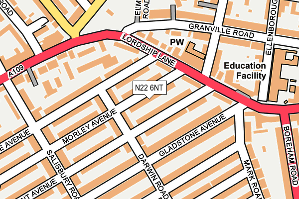 N22 6NT map - OS OpenMap – Local (Ordnance Survey)