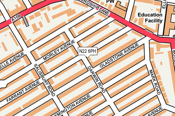 N22 6PH map - OS OpenMap – Local (Ordnance Survey)