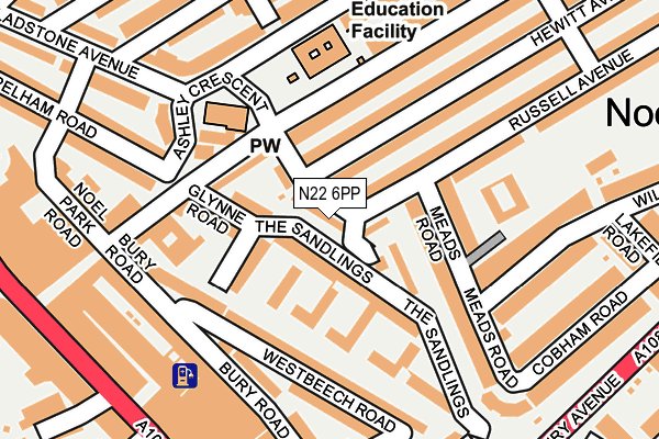 N22 6PP map - OS OpenMap – Local (Ordnance Survey)