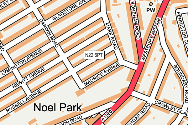 N22 6PT map - OS OpenMap – Local (Ordnance Survey)