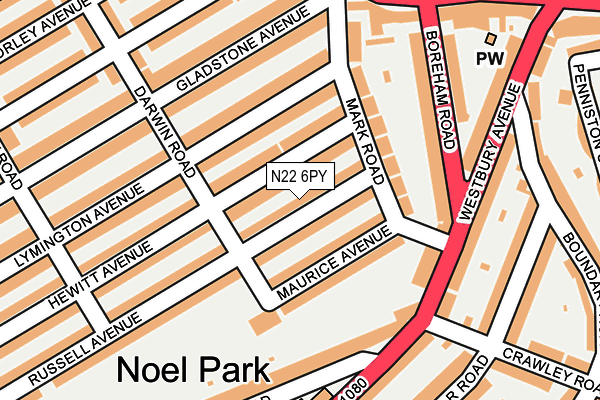 N22 6PY map - OS OpenMap – Local (Ordnance Survey)