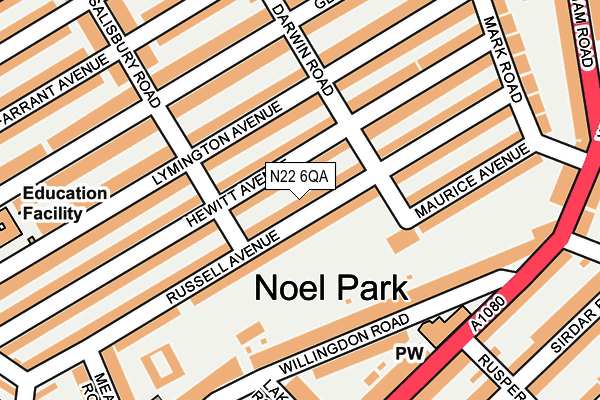 N22 6QA map - OS OpenMap – Local (Ordnance Survey)