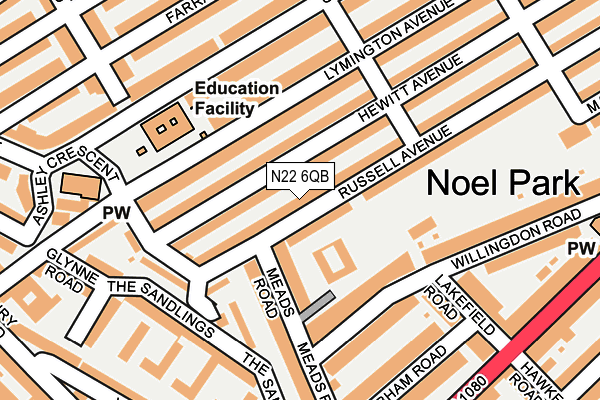 N22 6QB map - OS OpenMap – Local (Ordnance Survey)