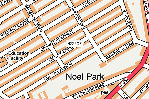 N22 6QE map - OS OpenMap – Local (Ordnance Survey)