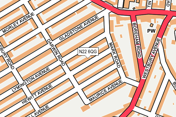 N22 6QG map - OS OpenMap – Local (Ordnance Survey)