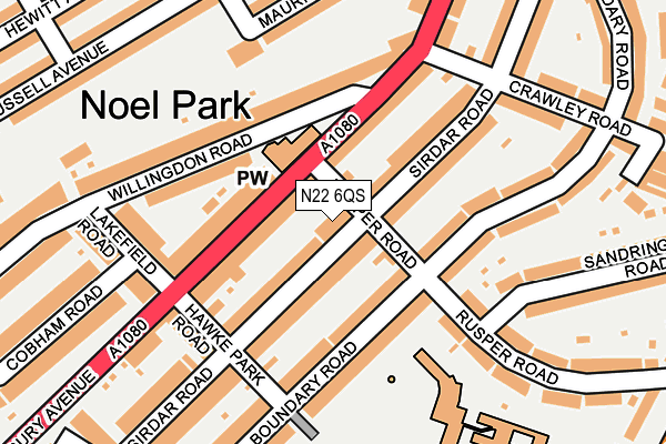 N22 6QS map - OS OpenMap – Local (Ordnance Survey)