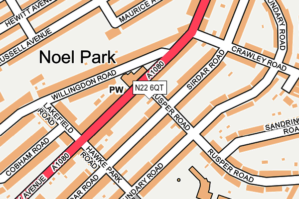 N22 6QT map - OS OpenMap – Local (Ordnance Survey)