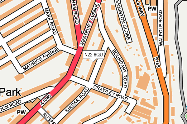 N22 6QU map - OS OpenMap – Local (Ordnance Survey)