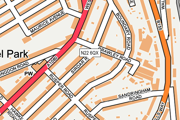 N22 6QX map - OS OpenMap – Local (Ordnance Survey)