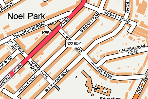 N22 6QY map - OS OpenMap – Local (Ordnance Survey)