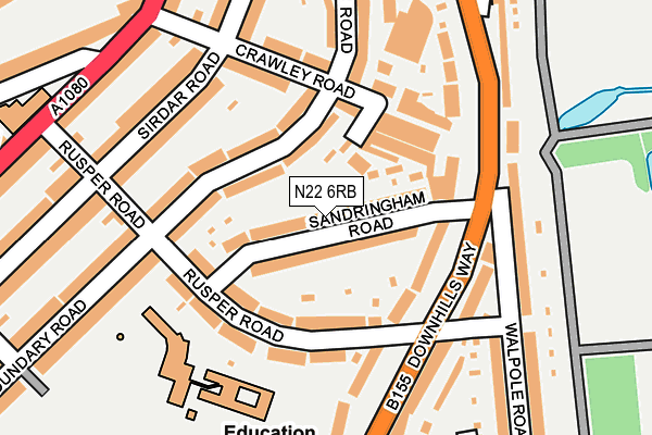 N22 6RB map - OS OpenMap – Local (Ordnance Survey)