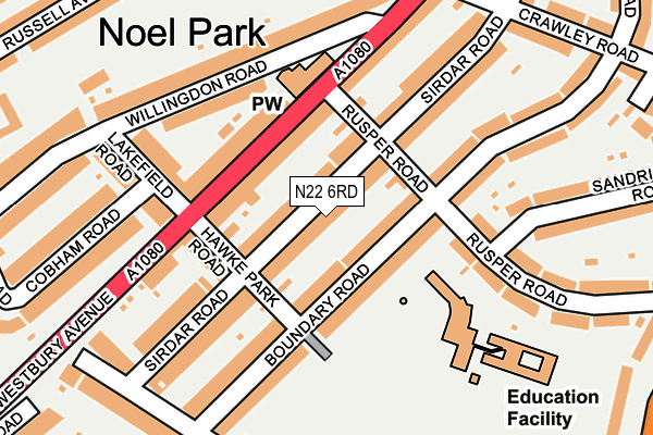 N22 6RD map - OS OpenMap – Local (Ordnance Survey)