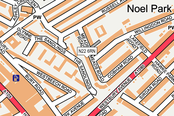 N22 6RN map - OS OpenMap – Local (Ordnance Survey)