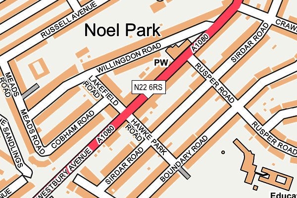 N22 6RS map - OS OpenMap – Local (Ordnance Survey)