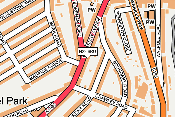 N22 6RU map - OS OpenMap – Local (Ordnance Survey)